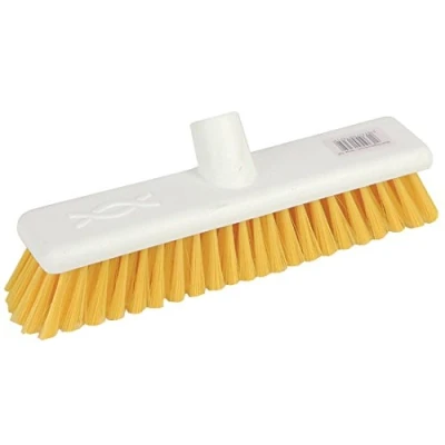 Image of Jantex Robert Scott Soft Bristle Hygiene Broom Head 300(L)mm/12 inch, Yellow, Colour Coded for Separate Area Cleaning, Machine Washable, Bristles Prevent Scratching Floor, DN831