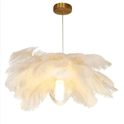 Image of GUANSHAN Creative Feather Pendant Light Luxury Lampshade Lamp Ceiling Bedside Decorative Chandelier for Bedroom, Stairs, Dining Room