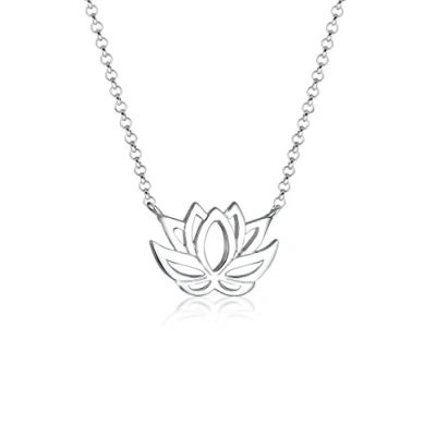 Image of Elli Women&#039;s 925 Sterling Silver Xilion Cut Lotus Necklace of Length 45 cm