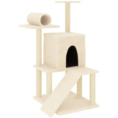 Image of vidaXL Cat Tree with Sisal Scratching Posts Cream 110.5 cm