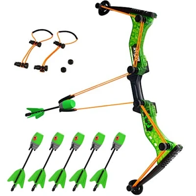 Image of Zing HyperStrike Bow Youth Archery Pack, 1 Clear Green Bow, 6 Zonic Whistle Arrows and Extra Orange Replacement Bungee, Eco Friendly Packaging, Shoots Over 250 Feet