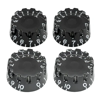 Image of Musiclily Pro Metric Size 18 Splines Knurled Speed Control Knobs for Asia Import Guitar Bass Split Shaft Pots, Black (Set of 4)