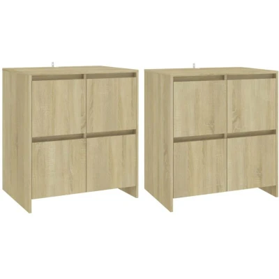 Image of vidaXL Sideboards 2 pcs Sonoma Oak 70x41x75 cm Engineered Wood