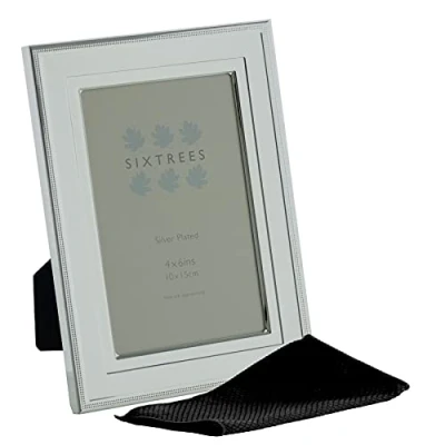 Image of Sixtrees Drago Embossed Silver Plated 4 x 6 inch Photo Frame. Complete with Microfibre Polishing Cloth.