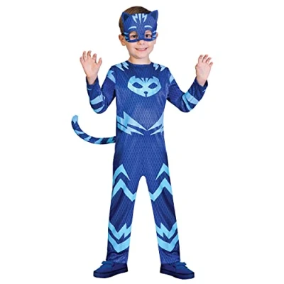 Image of amscan 9902952 Childs Boys Officially Licensed PJ Masks Catboy Fancy Dress Costume 3 4 Years