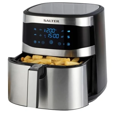 Image of Salter EK4628 XXL 8L Air Fryer Hot Circulation, Oil Free, Removable Non Stick Basket, Easy Clean, LCD Digital Touch Display, 60 Minute Timer, Family Size, Healthy Cooking, 8 Presets, 1800W