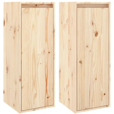 Image of vidaXL Wall Cabinets 2 pcs 30x30x80 cm Solid Wood Pine
