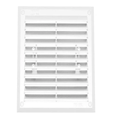 Image of White Air Vent Grille 175mm x 215mm with Fly Screen Ducting Ventilation Cover Grid.