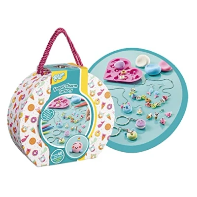 Image of TOTUM 26049 Craft Kit 026049 Creativity Sweet Charm Factory Set: Make Your Own Earrings, Necklaces and Key Rings Clay Felt Tip Pens, Gift for Girls, Multi Colour, Multicoloured