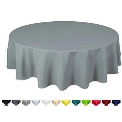 Image of Home Direct Quality Round Fabric Tablecloth Table Cover 140cm 55&quot; Light Grey