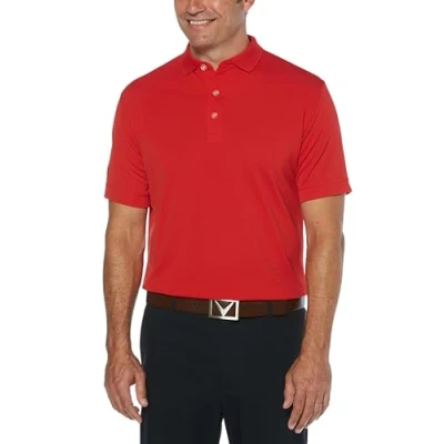 Image of Callaway Men&#039;s Golf Short Sleeve Solid Ottoman Polo Shirt, Salsa, X Large