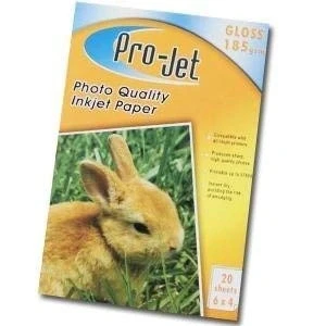 Image of ProJet 185gsm Gloss 6x4 Paper 20 sheets Brand Photo 6 x 4 (10 15) single sided