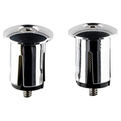 Image of Brand X Chrome Plastic Screw In Bicycle Bike Bar End Plugs Pair Silver