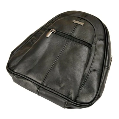 Image of Lorenz Leather Backpack Rucksack Bag (Black)