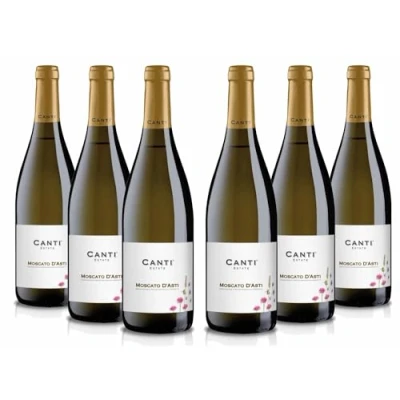 Image of Canti White D.O.C.G. Sparkling Wine, Moscato d&#039;Asti 5,5%, Italian Grape Variety from Piemonte, Fruity and Sweet Taste, 6x750 ml