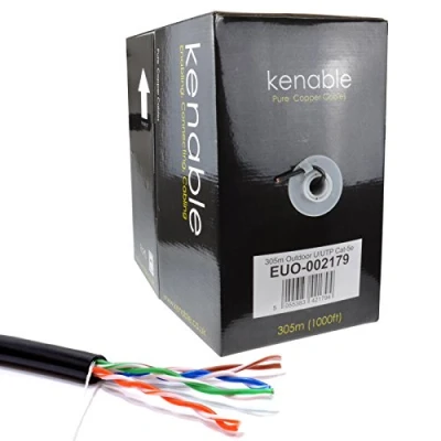 Image of kenable External CAT5e Outdoor Use Copper Ethernet Network Cable Reel UTP 305m Black