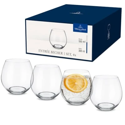 Image of Villeroy &amp; Boch Entrée Water Glass Set of 4, 570 ml, Crystal Glass, Clear