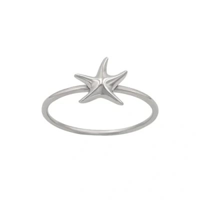 Image of 81stgeneration 925 Silver Starfish Promise Ring Star Stacking Sterling Rings Beach Thin Band Ladies With Sea Creatures Ocean Summer Jewellery for Teen Girls Gift Daughter