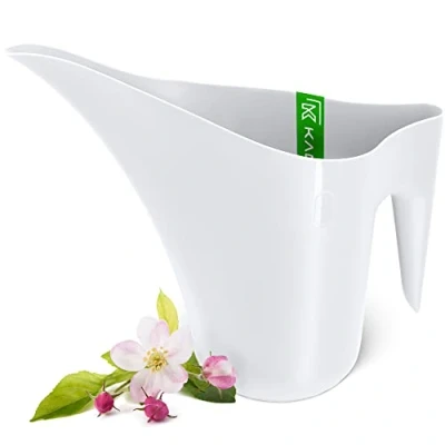 Image of KADAX Watering Can 1.2 L, Plastic Jug for Indoor and Outdoor Use, Garden with Long Spout Flowers Houseplants (White)
