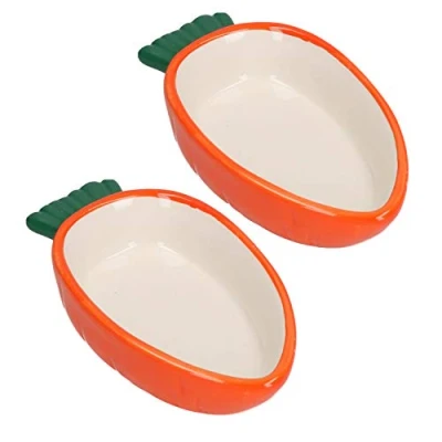 Image of 2 Small Animals Pet Carrot Shaped Bowls For Nibbles Food 5.3&quot;