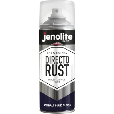 Image of JENOLITE Directorust Gloss Spray Paint COBALT BLUE 400ml Direct To Rust For Metal Multi Surface Wood, Metal, Plastic, Ceramic RAL 5013