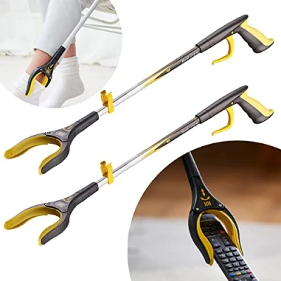 Image of 2 Pack The Helping Hand Company Handi Grip PRO Reacher Grabber x 26 inch/66cm. Long Handled Stick for Elderly, Disabled, Reaching Aid Anyone Struggling When Bending and