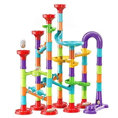 Image of 93Pcs Marble Run Set Building Blocks,Marble Race Coaster Construction Track Game,Marble Maze with 30 Glass Marbles for Kids Girls Boys Toys,Maze Educational Game Birthday Gifts