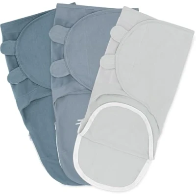 Image of Comfy Cubs Baby Blanket, Swaddle Blanket 3 6 months, Infant Sleep Sack Wrap, 100% Breathable Cotton, Boy Girl, Adjustable Pack (Stone, Pacific Blue, Nomadic Large)