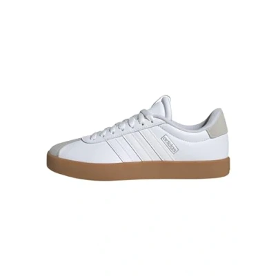 Image of adidas Women&#039;s VL Court 3.0 Shoes, FTWR White/FTWR White/Silver met, 6 UK