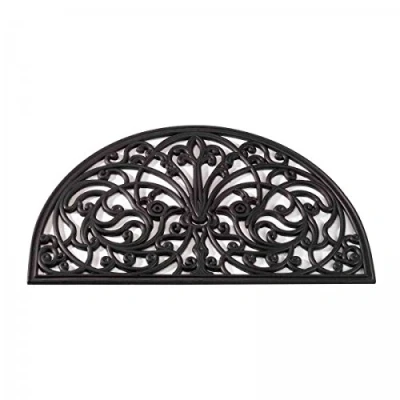 Image of Smart Garden Half Moon Rubber Victorian Cast Iron Style Door Mat Black Doormat