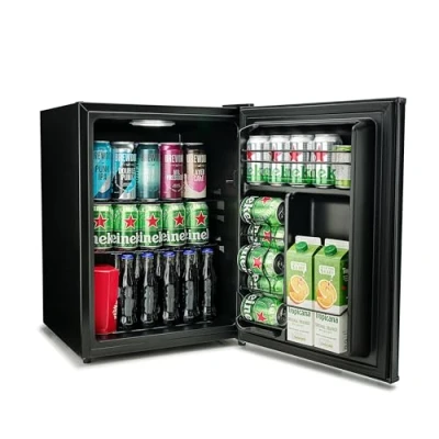 Image of Subcold Cave60 LED Solid Door Beer Fridge for Wine &amp; Drinks Mini Chiller with Can Dispenser Lockable Bedrooms Quiet Small Frost Free Larder 54 Cans (Black)