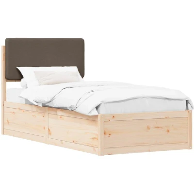 Image of vidaXL Bed Frame with Upholstered Headboard Taupe 75 x 190 cm
