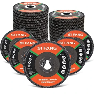 Image of SI FANG 115mm Flap Discs 20Pcs Mix Set, 4 1/2inch Aluminum Oxide Type 29 Abrasive Grinding Wheels 60 80 120 240 Assorted Grit Grinder Sanding Discs, Professional for Stainless Steel and Metal