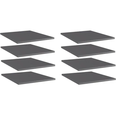 Image of vidaXL Bookshelf Boards 8 pcs High Gloss Grey 40x50x1.5 cm Engineered Wood