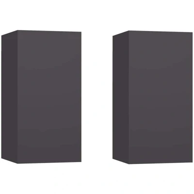 Image of vidaXL TV Cabinets 2 pcs Grey 30.5x30x60 cm Engineered Wood