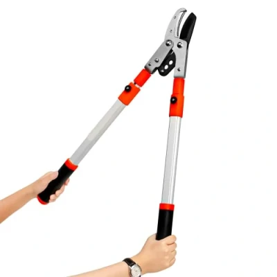 Image of 28&quot; 40&quot; Extendable Tree loppers for Gardening, Telescopic Garden Long Reach, Anvil Lopper Pruner, SK5 Razorsharp Blades Advance Heavy Duty Handled (Orange)