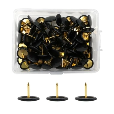 Image of 100 Pcs Drawing Pins, Round Head Thumbtacks, Metal Push Pins with Storage Box for Pinboard, Bulletin Board, Office, Home
