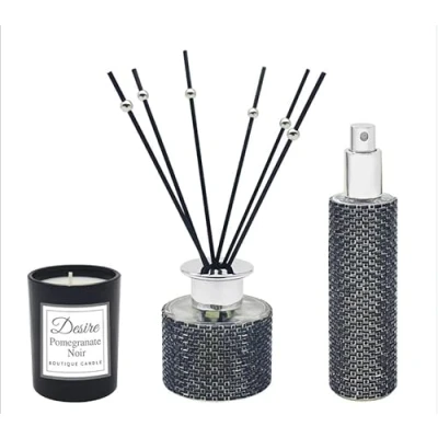 Image of Lesser &amp; Pavey Desire Pomegranate Noir Reed Diffuser Black Diamante Design Aromatheraphy 200 ml