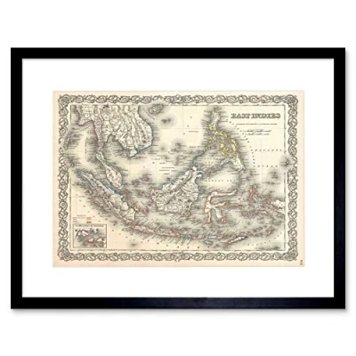 Image of Wee Blue Coo 1855 Colton Map The East Indies Singapore Thailand Borneo Framed Wall Art Print