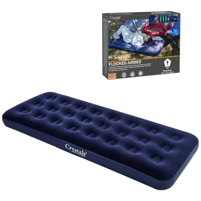 Image of Crystals Single Blow Up Airbed, Quick Inflatable Air Mattress for Adults &amp; Kids, Waterproof Camping Mattress, Bed Indoor Outdoor Adventures