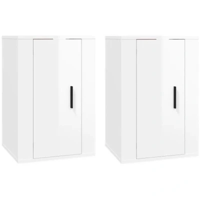 Image of vidaXL Wall Mounted TV Cabinets 2 pcs High Gloss White 40x34.5x60 cm