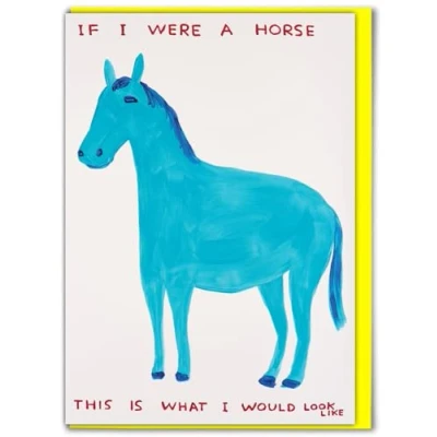 Image of Official David Shrigley Funny Birthday Card ‘If I Were A Horse’ Artistic Humour For Him Her Men Women Friends Quirky Cards Art Lovers