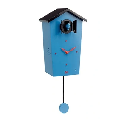 Image of KOOKOO BirdHouse Blue, modern cuckoo clock with 12 natural bird voices or call