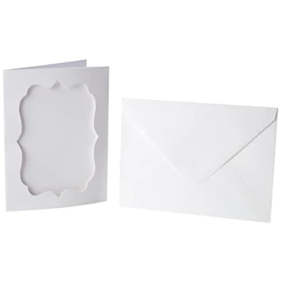 Image of Papermania 8 x 6 inch 300 GSM Photo Fit Tri Fold Aperture Cards and Envelopes, Pack of 4, White