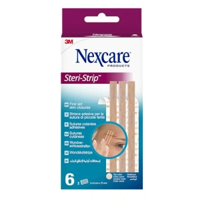Image of Nexcare Steri Strip Skin Closures, Tan, 6 mm x 75 mm, 6/Pack