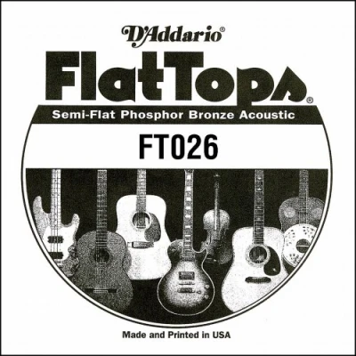 Image of D&#039;Addario .026 Semi Flat Phosphor Bronze Single String for Acoustic Guitar