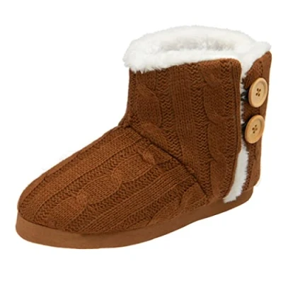 Image of DUNLOP Ladies Slippers Comfortable Booties Quality Ankle Memory Foam Boots Indoor Outdoor with Non Slip Sole Knitted Fluffy Lining, 7/8 UK