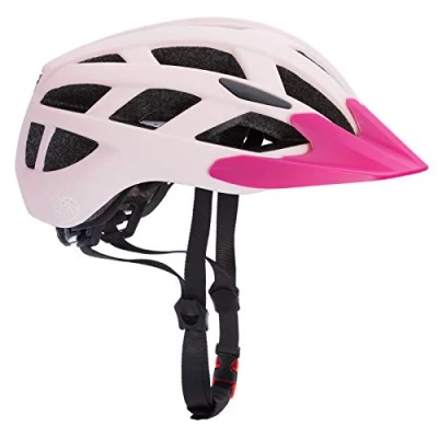 Image of Spielwerk Children&#039;s Cycle Helmet Adjustable Size With LED Light Berry Pink Small S 52 56cm Chin Strap Visor Peak 3 13 Years BMX Bicycle Mountain Bike Safety CE Certified Insect Repellent