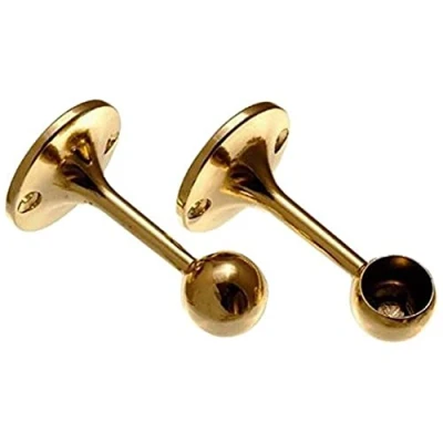 Image of Merriway BH01998 (2 Pcs) EB Towel Rail End Support Bracket, 19mm (3/4 inch) Brass Plated Pack of 2 Pieces