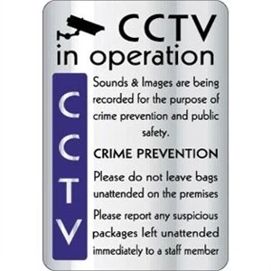 Image of CCTV In Operation Crime Prevention Sign Notice Safety Plaque Poster Silver